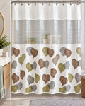Autumn leaves printed shower curtain in bathroom