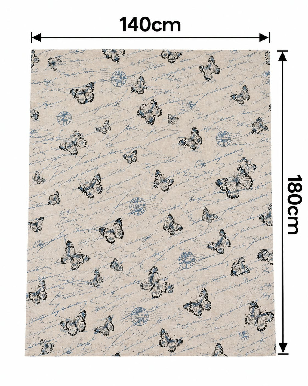 Beige butterfly tablecloth 140 x 180 cm dimensions