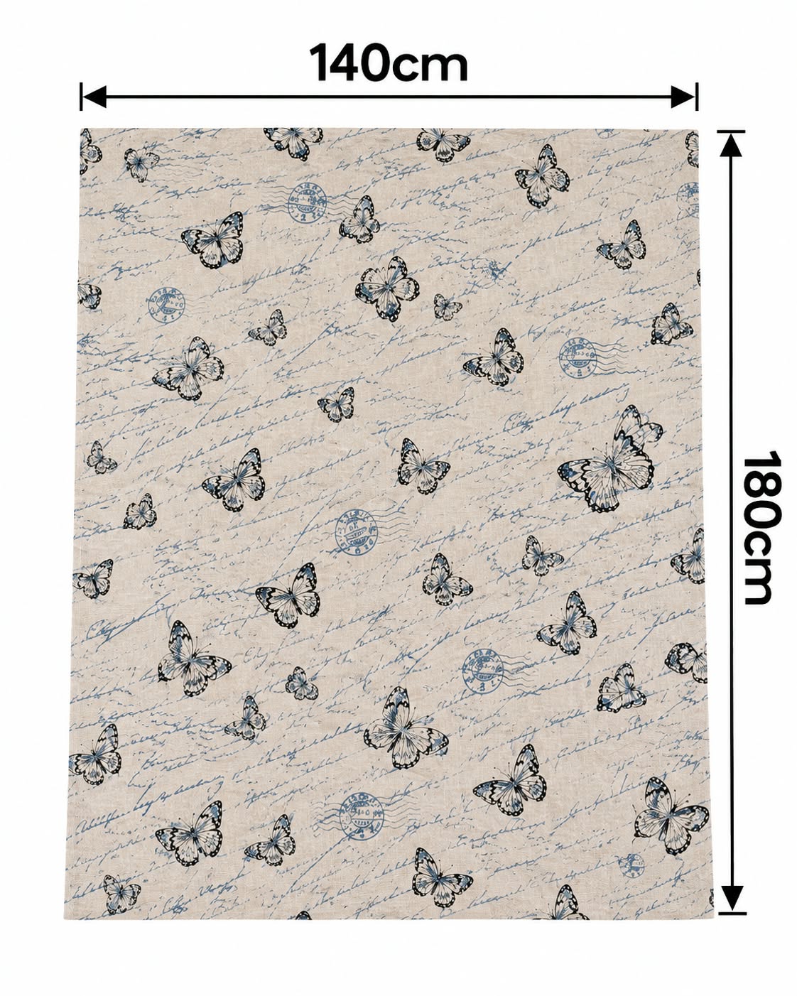 Beige butterfly tablecloth 140 x 180 cm dimensions