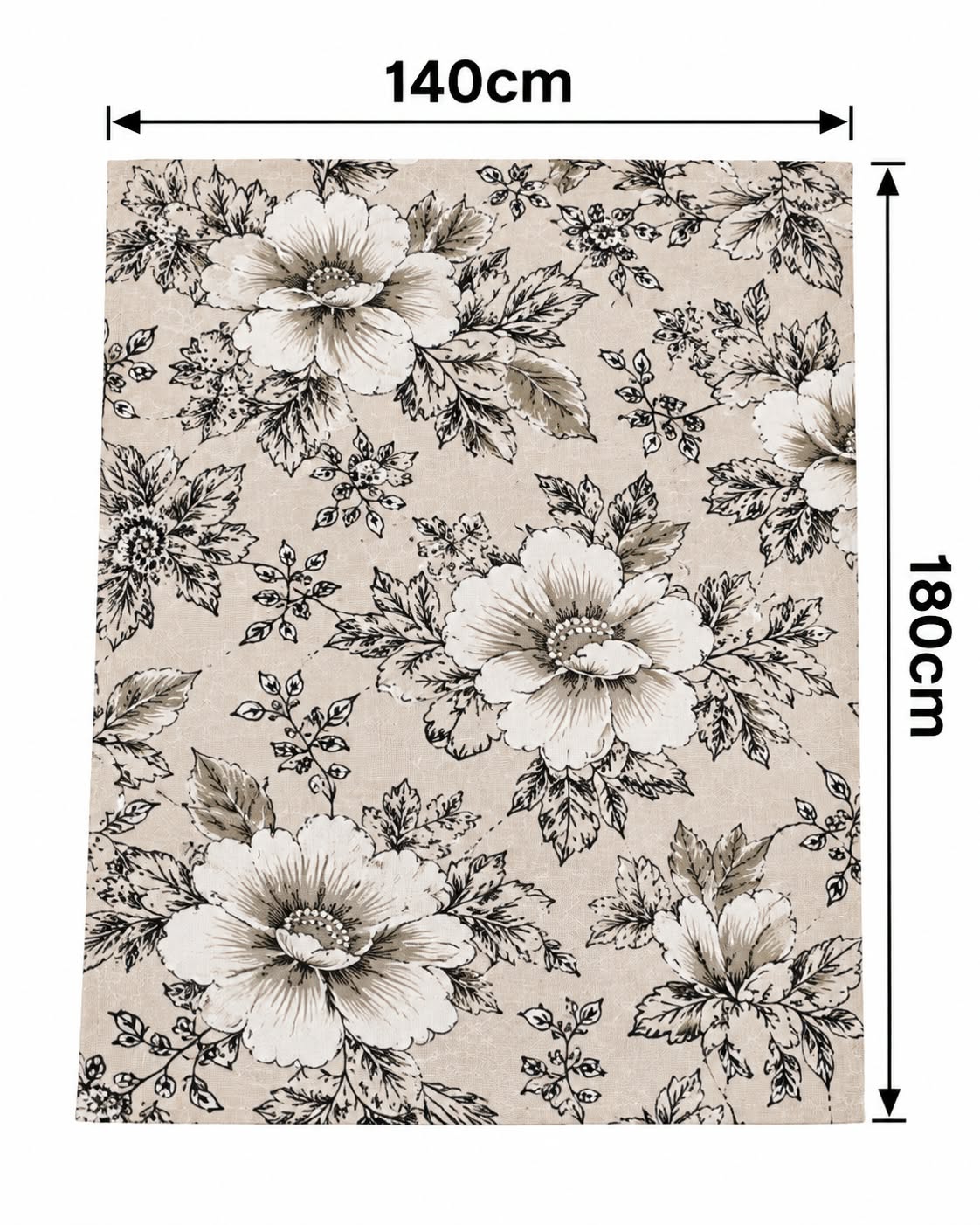 Beige floral tablecloth 140 x 180 cm dimensions