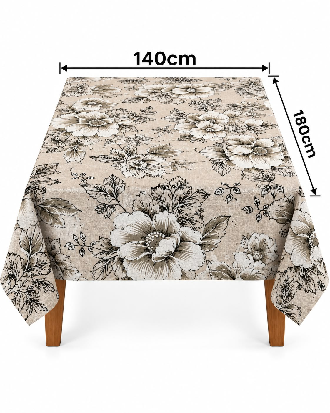 Beige floral tablecloth 140 x 180 cm front view