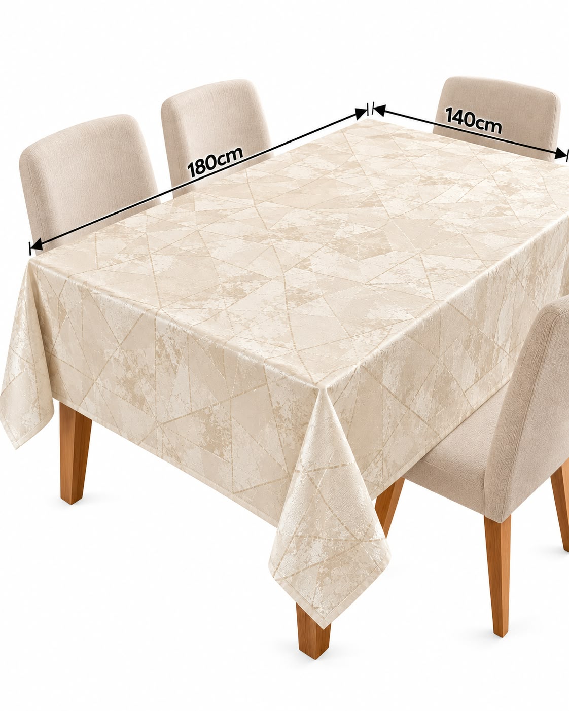 Beige geometric tablecloth 140 x 180 cm dimensions
