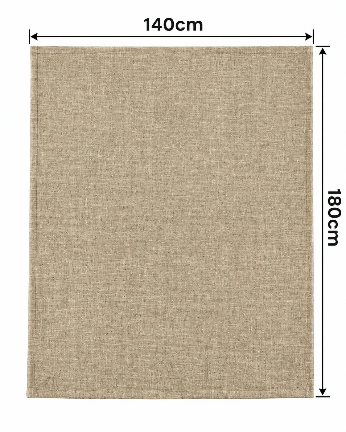 Beige textured tablecloth 140 x 180 cm flat view