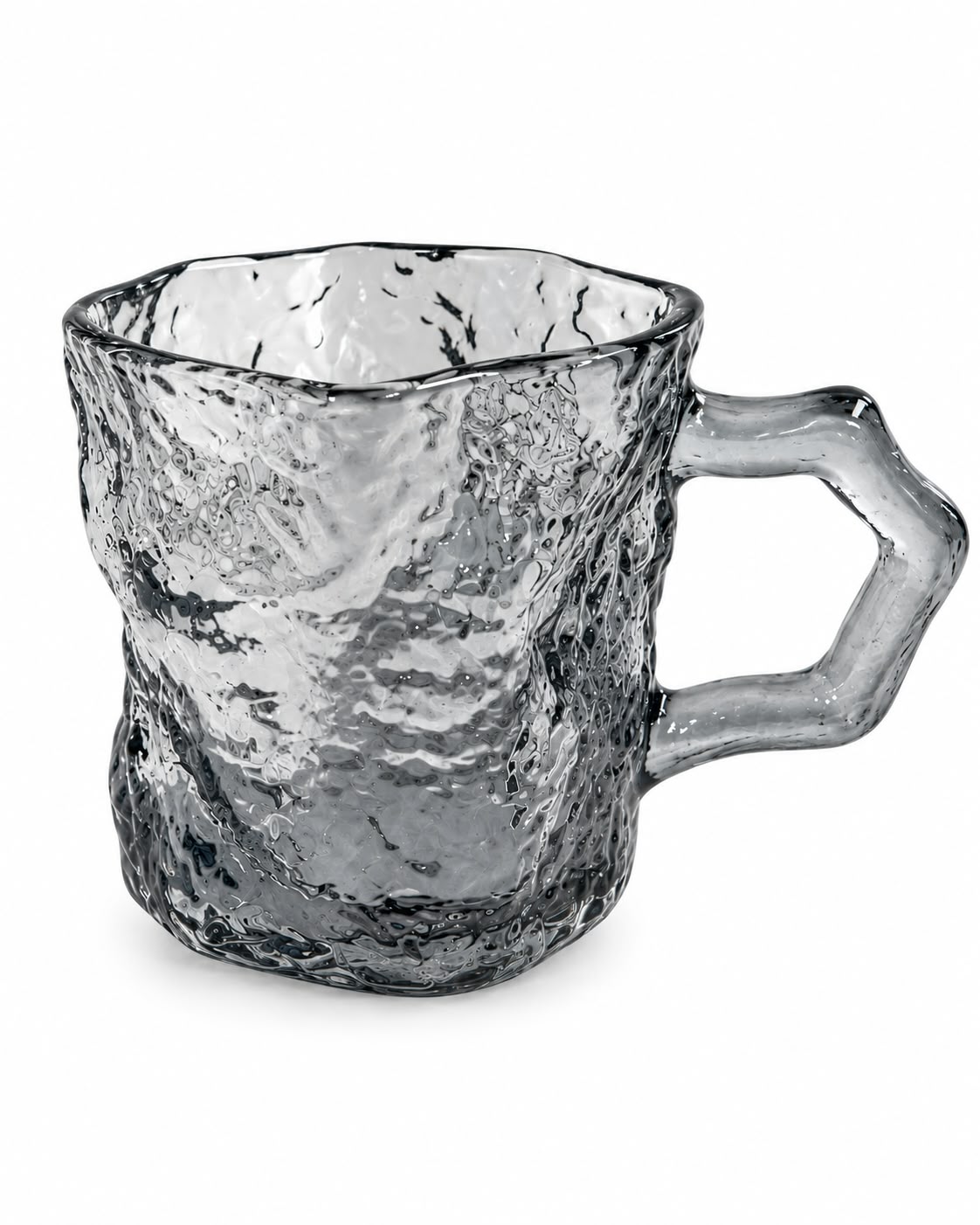 Black amber textured glass mug