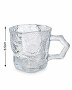 Clear textured glass mug 8.5 cm