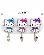 Cute cat 3-hook wall towel holder 20 cm on white background