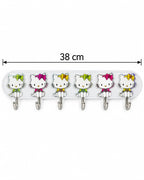 Cute cat 6-hook wall towel holder 38 cm on white background