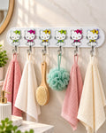 Cute cat 6-hook wall towel holder in bathroom scene