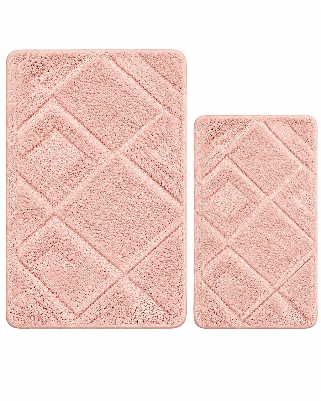 Pink 2-piece diamond bathroom mat set