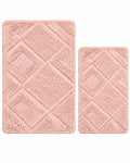 Pink 2-piece diamond bathroom mat set