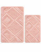 Pink 2-piece diamond bathroom mat set