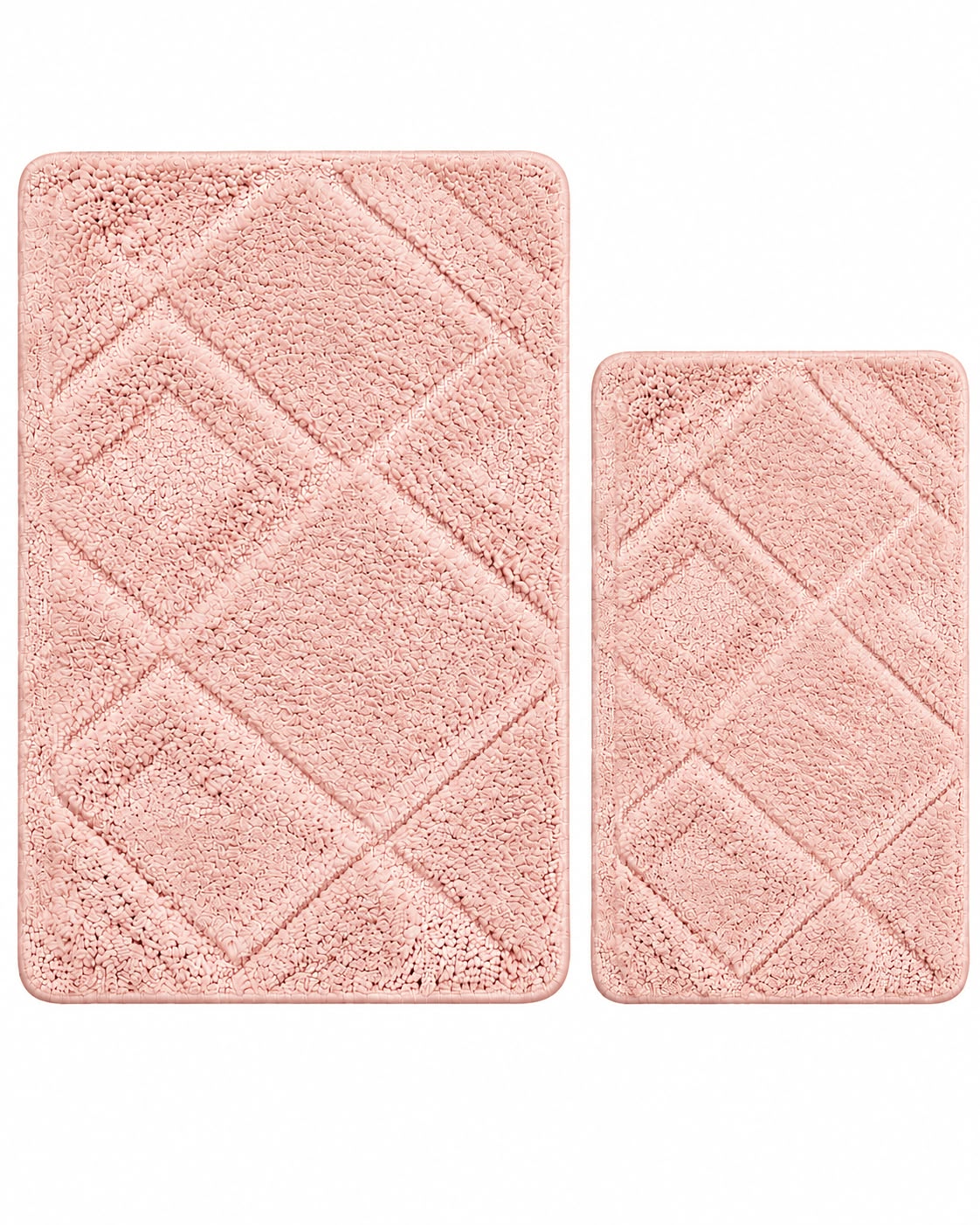 Pink 2-piece diamond bathroom mat set