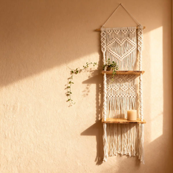 Étagère murale décorative en macramé