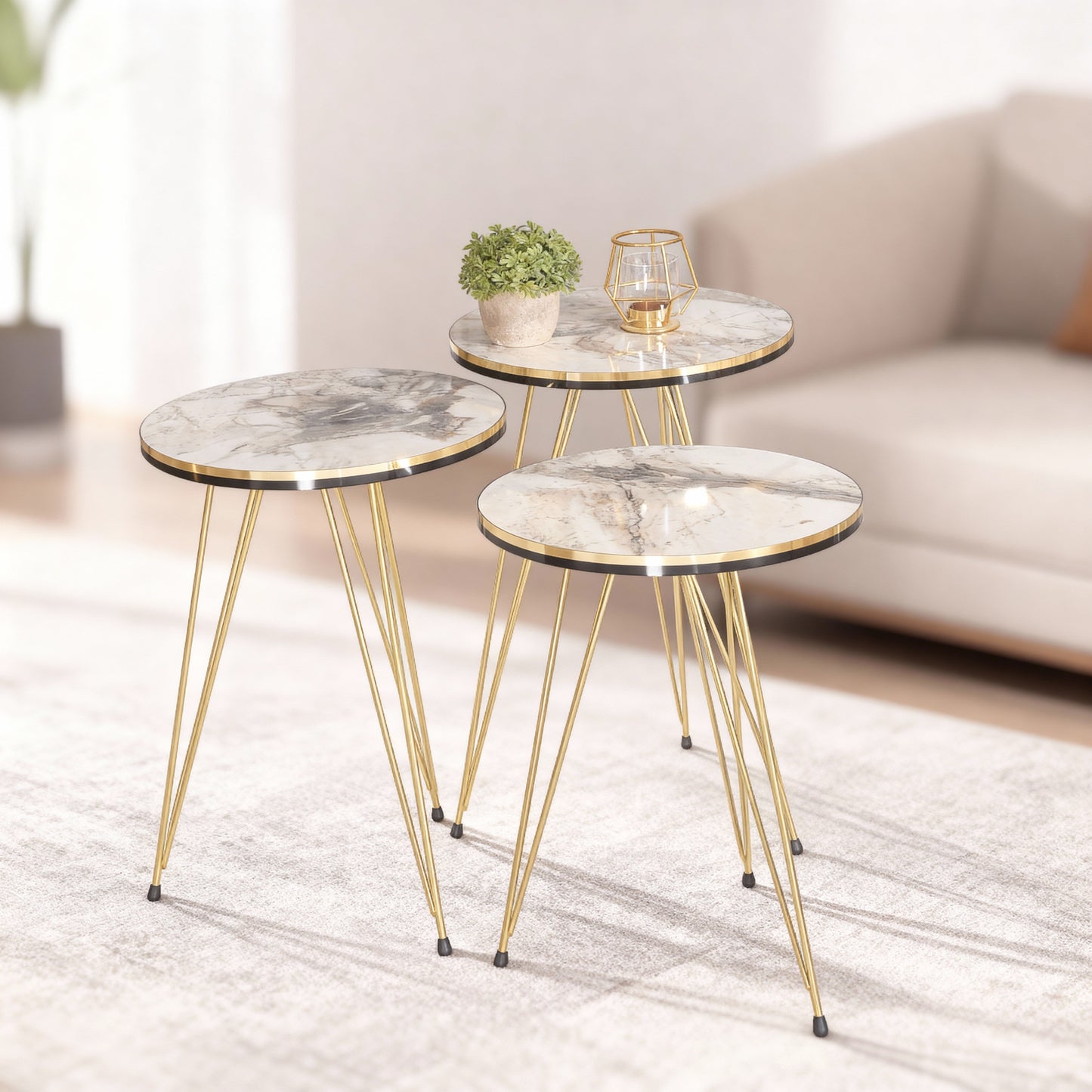 Ensemble de tables d'appoint EleganceNest Trio