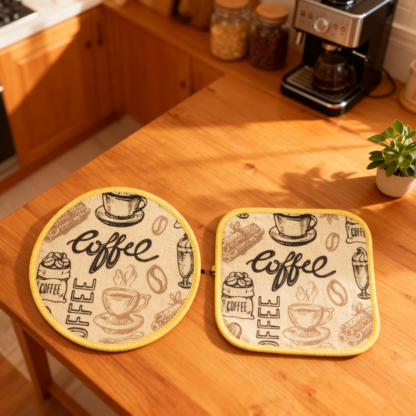 Ensemble de 2 sous-plats thème café