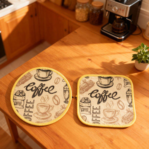 2-Piece Coffee-Themed Sousplate Set