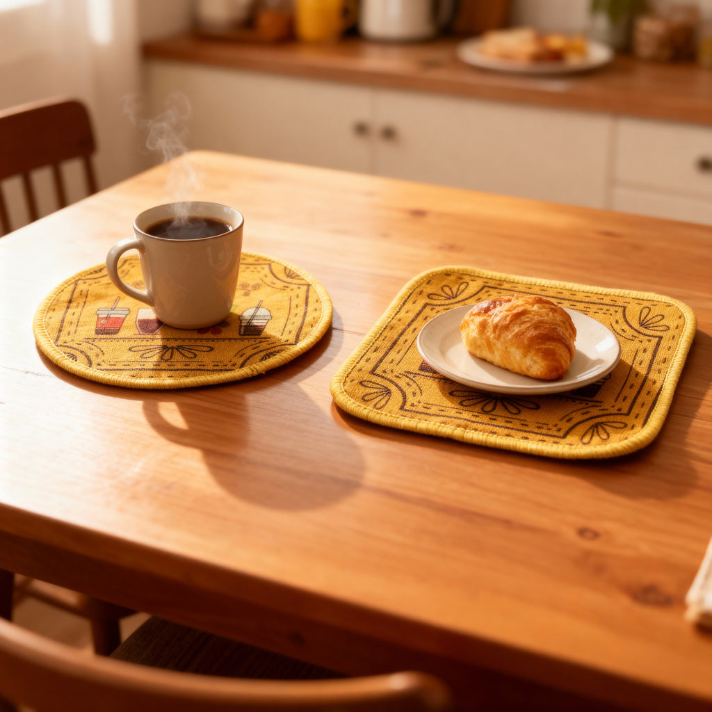 2-Piece Coffee-Themed Sousplate Set
