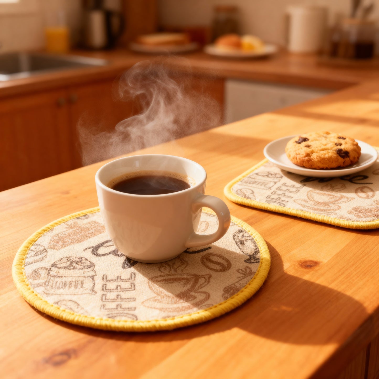 Ensemble de 2 sous-plats thème café