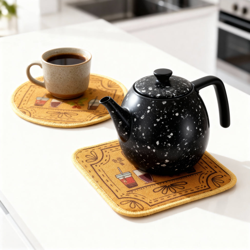 2-Piece Coffee-Themed Sousplate Set