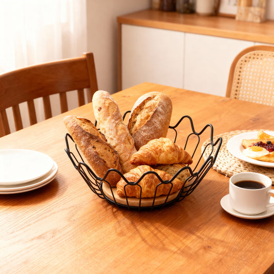 Panier à pain en métal de style familial
