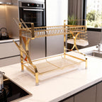 Elegant Two-Tier Gold Dish Drying Rack