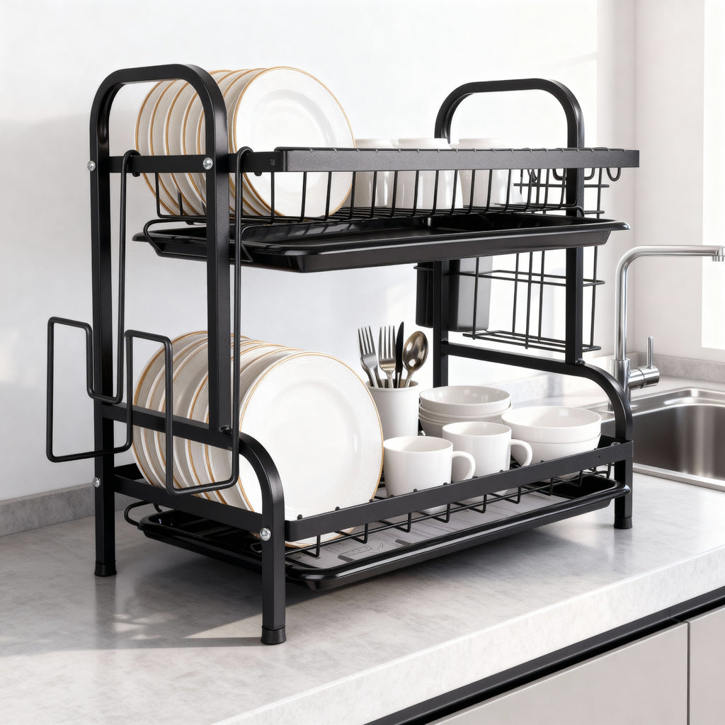 2-Tier Steel Dish Drying Rack