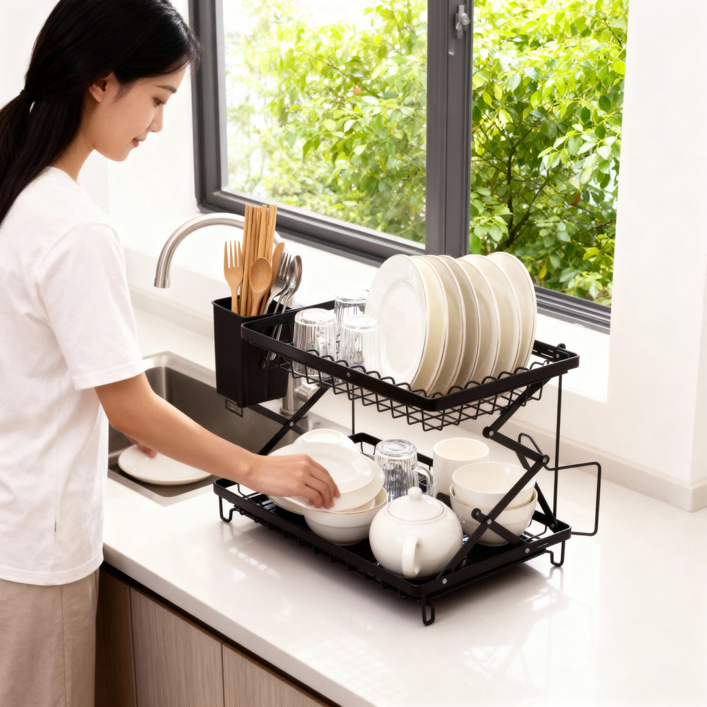 Dual-Layer Dish Drying Rack