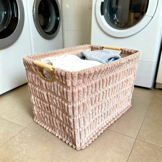 Panier à linge en tissu peluche