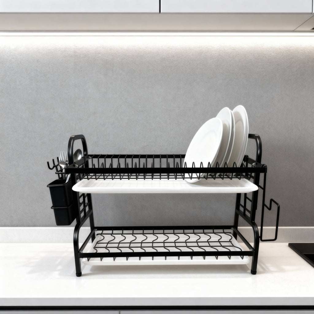 Compact 2-Tier Dish Drying Rack