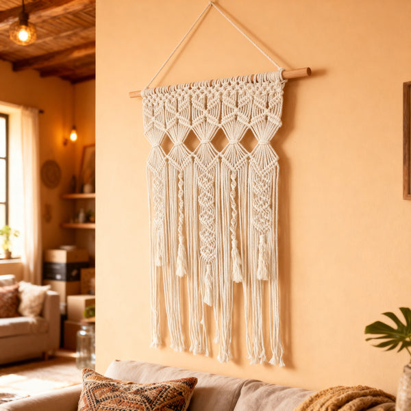 Décoration murale bohème en macramé