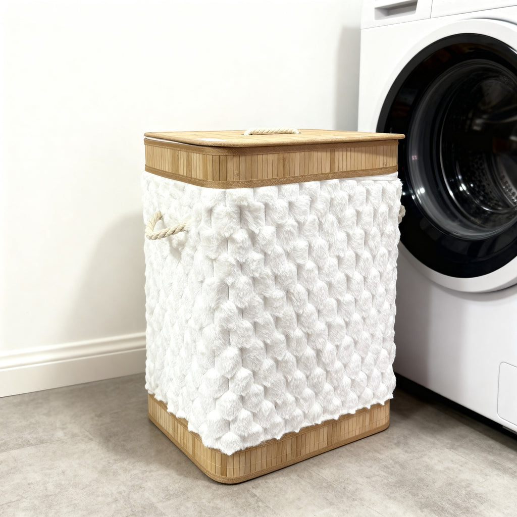 Plush Bamboo Laundry Basket