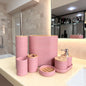 Ensemble d'accessoires de salle de bain avec couvercles en bambou – 8 pièces