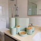 Ensemble d'accessoires de salle de bain avec couvercles en bambou – 8 pièces