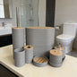 Ensemble d'accessoires de salle de bain avec couvercles en bambou – 8 pièces
