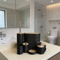 Ensemble d'accessoires de salle de bain avec couvercles en bambou – 8 pièces