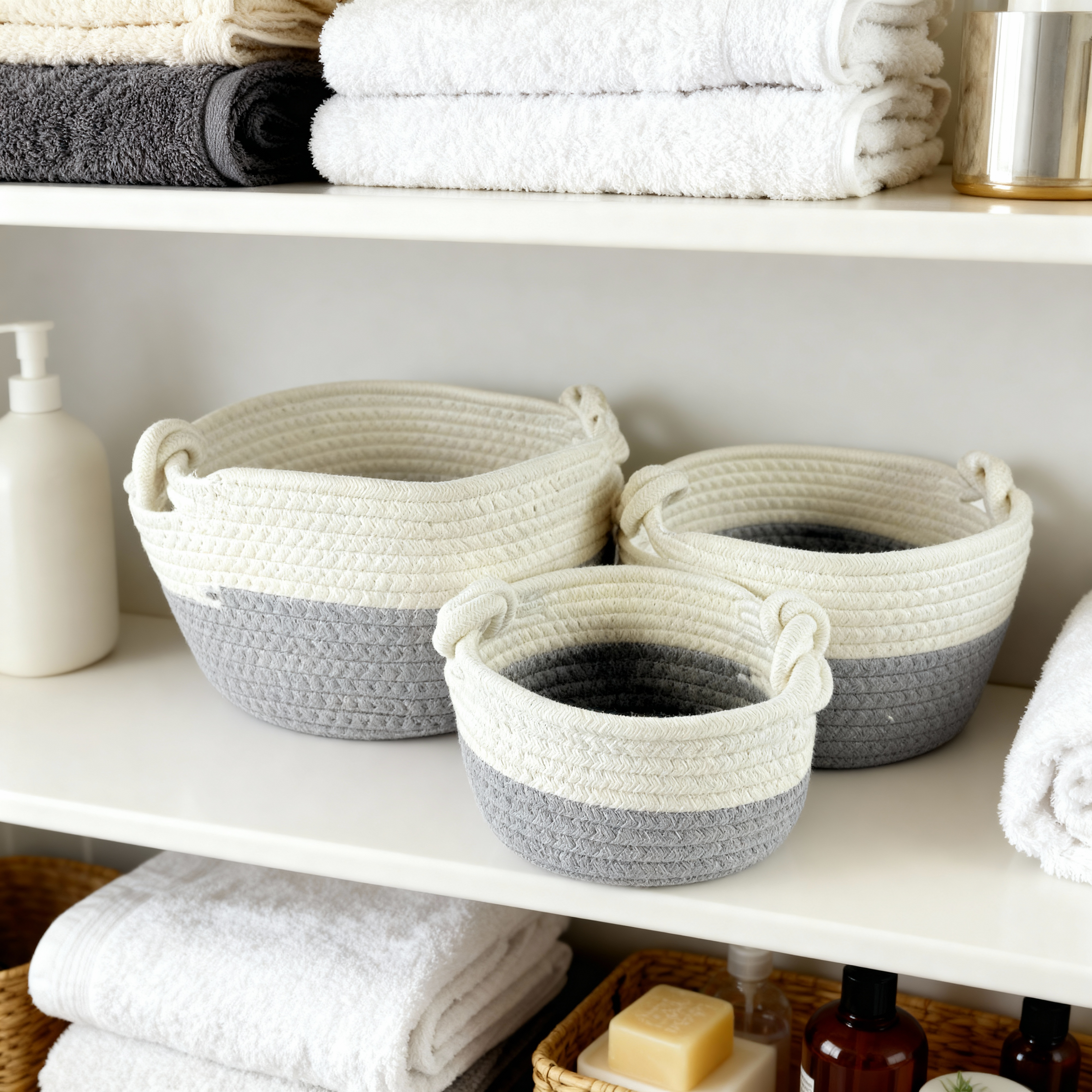 Luxury Two-Tone Woven Storage Baskets
