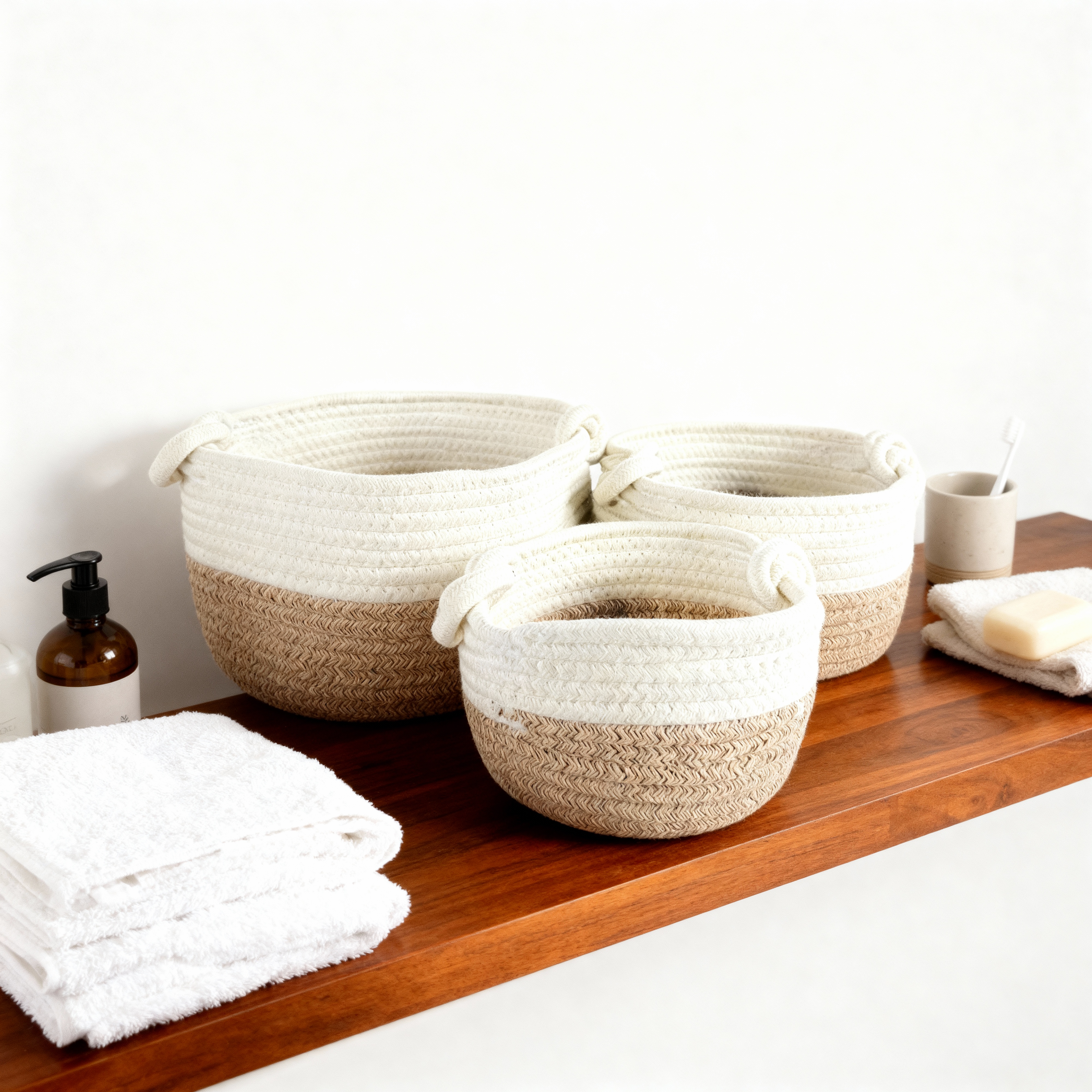 Luxury Two-Tone Woven Storage Baskets