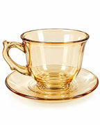 Amber glass tea cup and saucer