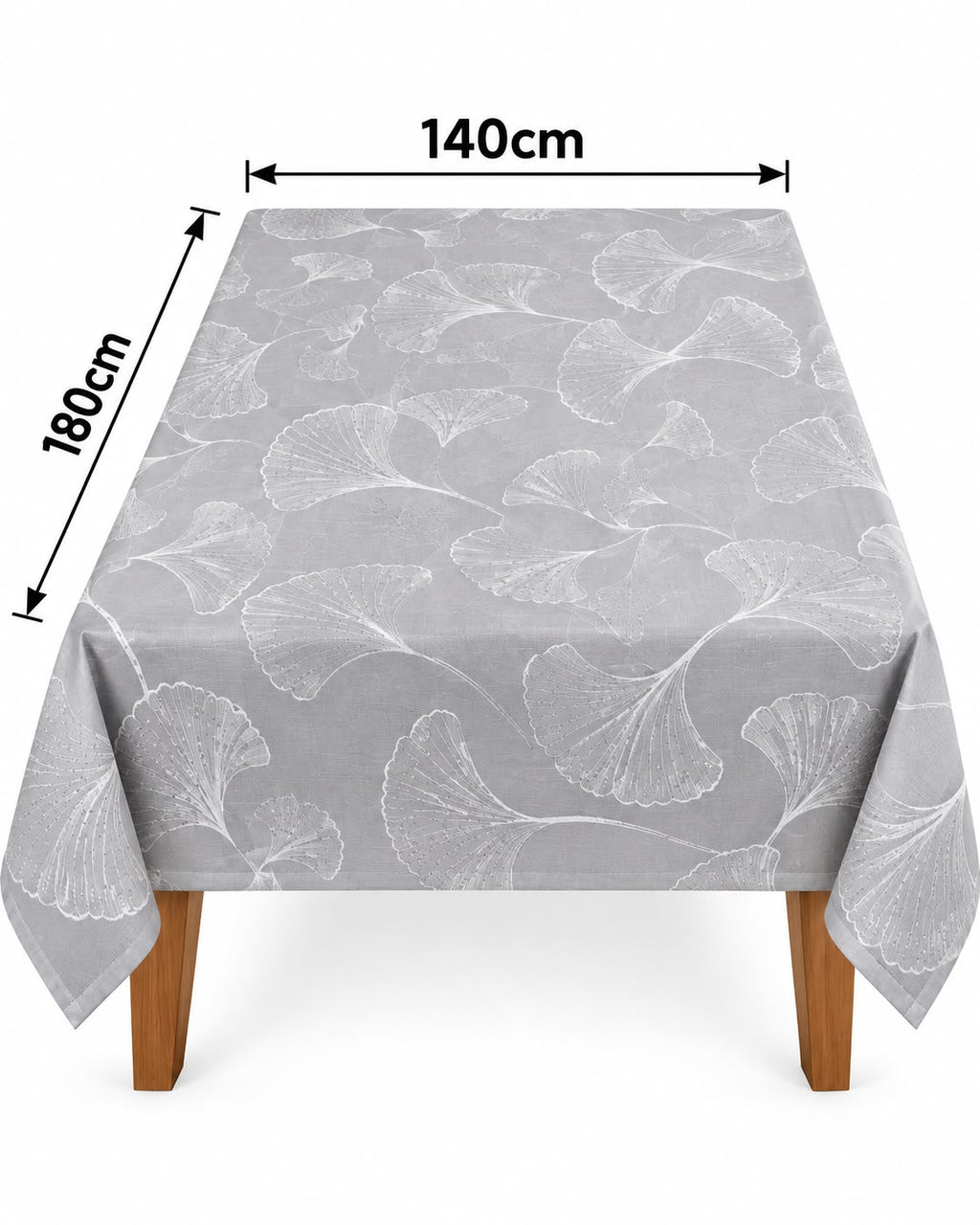 Gray ginkgo leaf tablecloth 140 x 180 cm dimensions