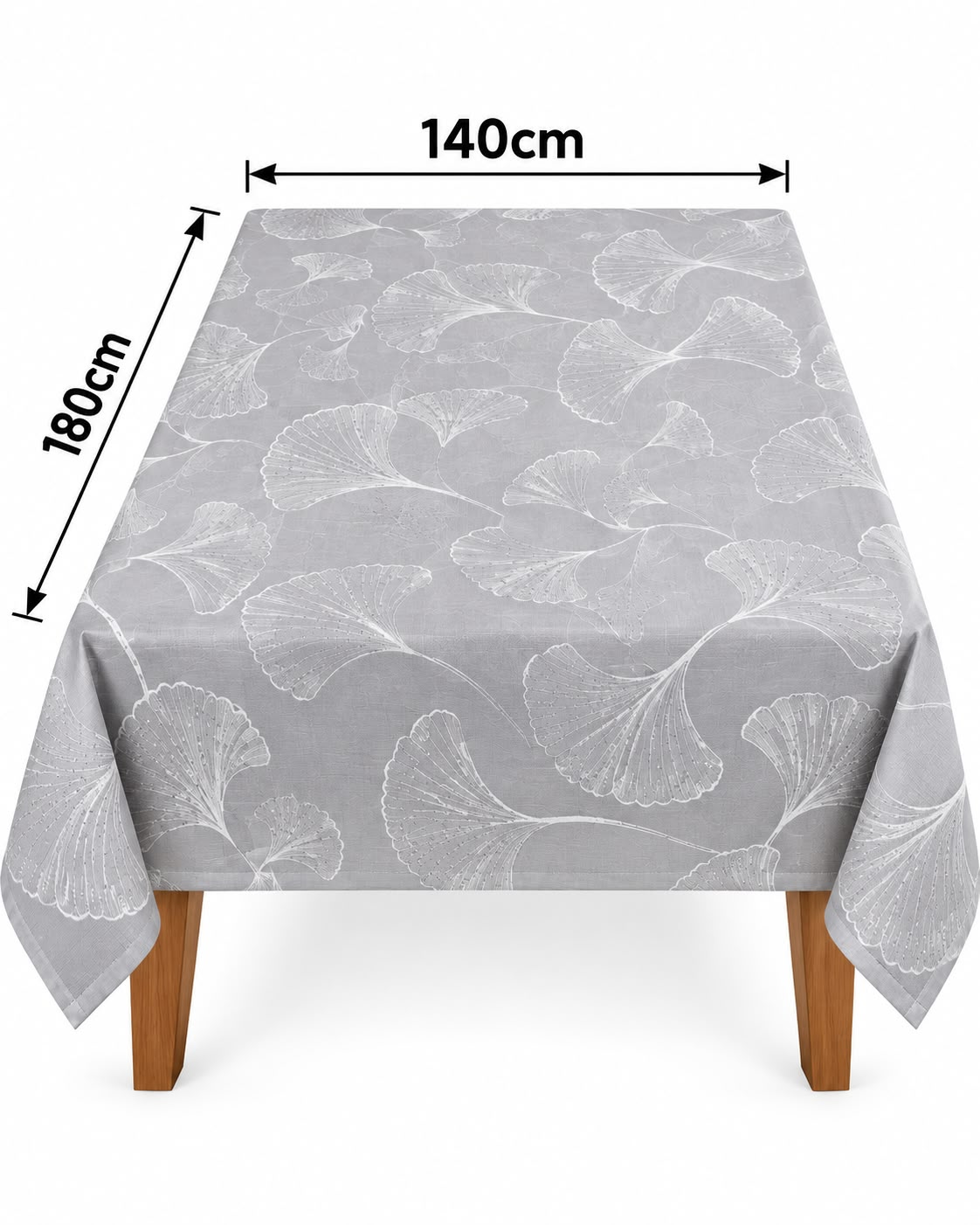 Gray ginkgo leaf tablecloth 140 x 180 cm dimensions