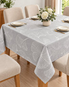 Gray ginkgo leaf tablecloth 140 x 180 cm dining table scene