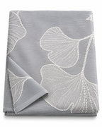 Gray ginkgo leaf tablecloth fabric detail