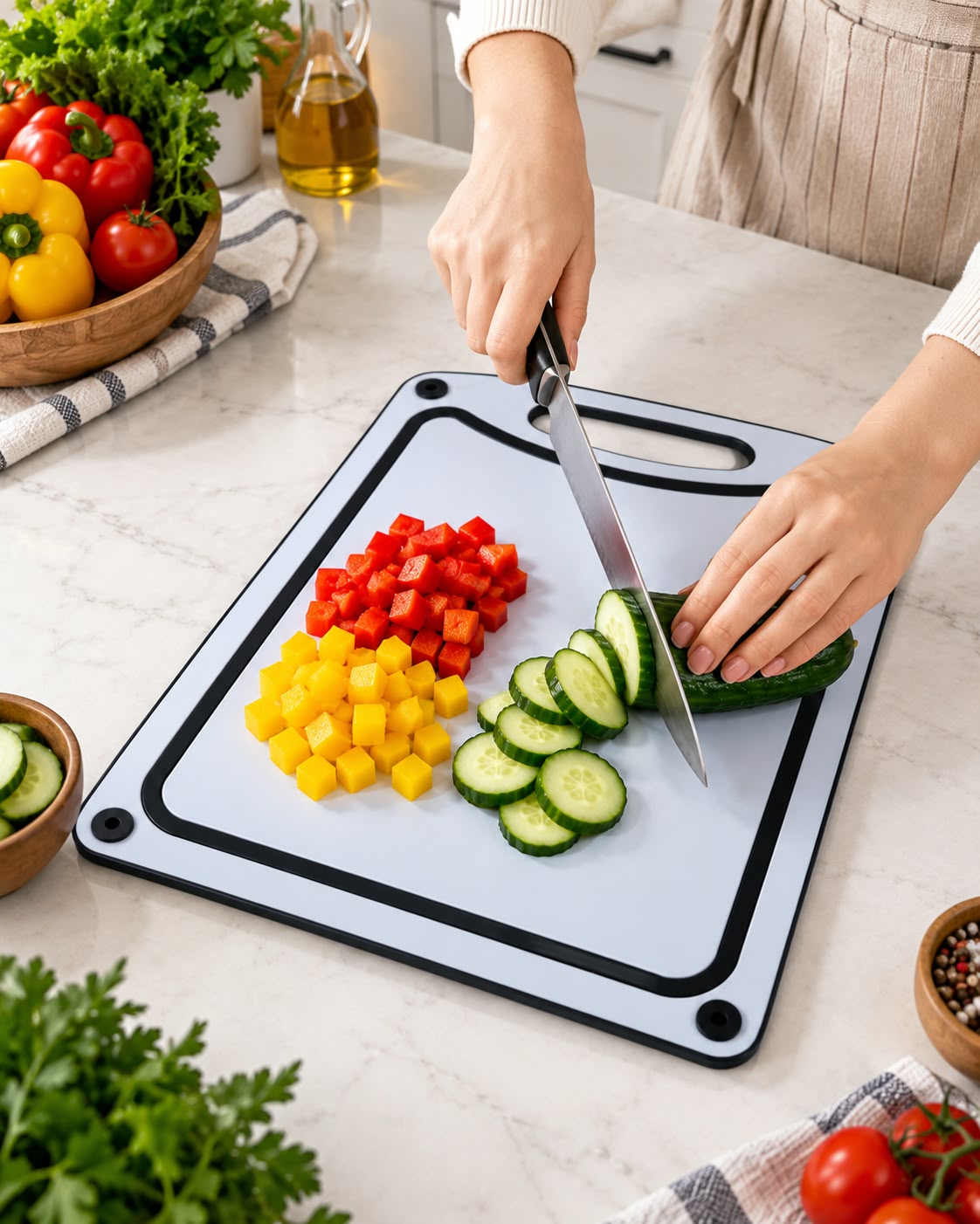 Non-Slip Cutting Board with Handle – 2 Sizes