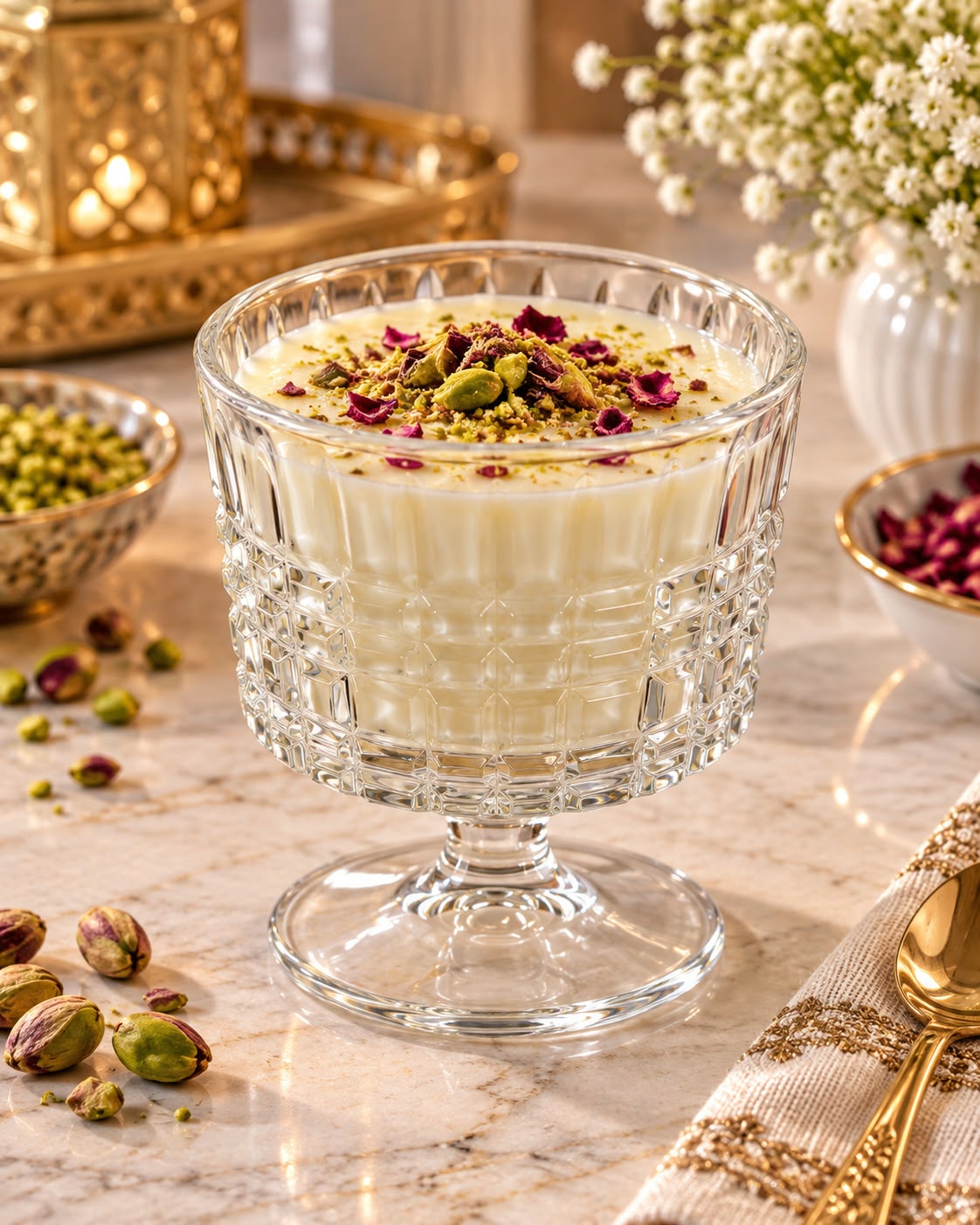 Clear patterned pedestal glass dessert bowl