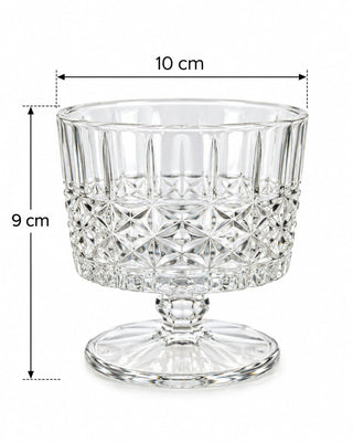 12Pcs Elegant Patterned Glass Dessert Bowl with Pedestal