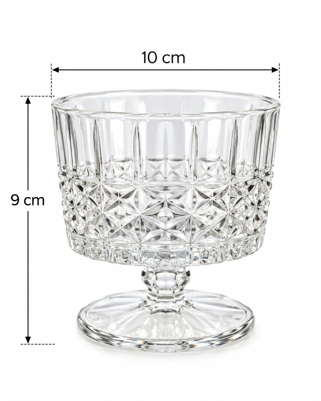 Clear patterned pedestal glass dessert bowl