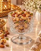 Clear patterned pedestal glass dessert bowl