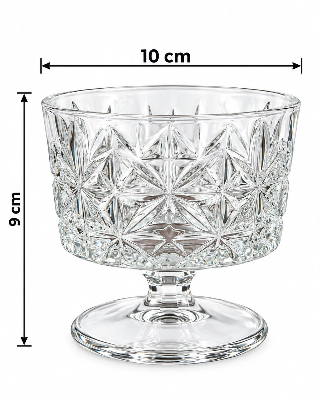 Clear patterned pedestal glass dessert bowl