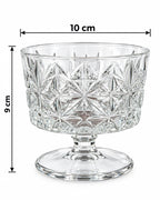 Clear patterned pedestal glass dessert bowl