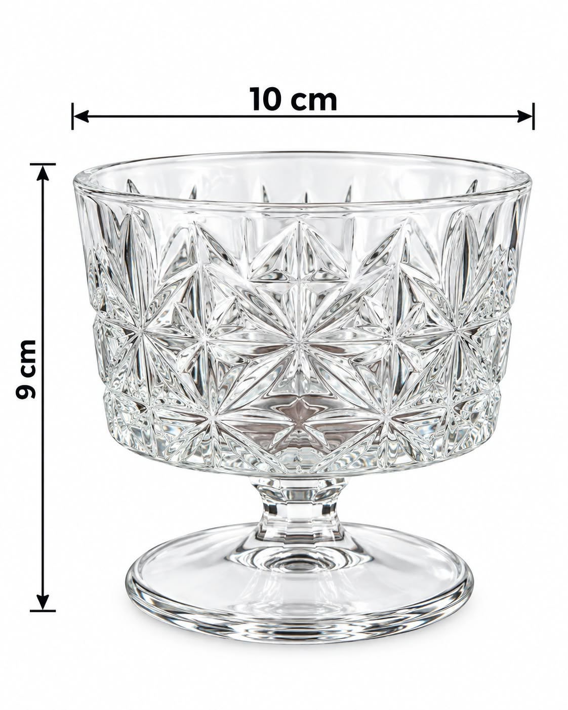 Clear patterned pedestal glass dessert bowl